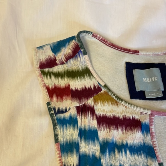 Anthropologie Maeve Sennebec Keyhole Dress Multicolor Rainbow Jersey Knit - Picture 7 of 11